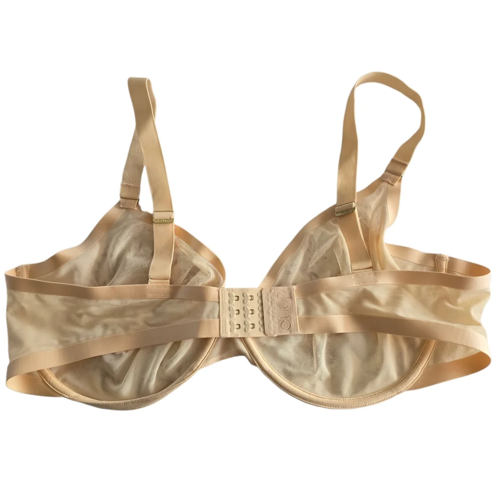 CUUP Sheer Mesh The Plunge Underwire Bra in Nude 42F Like New!
